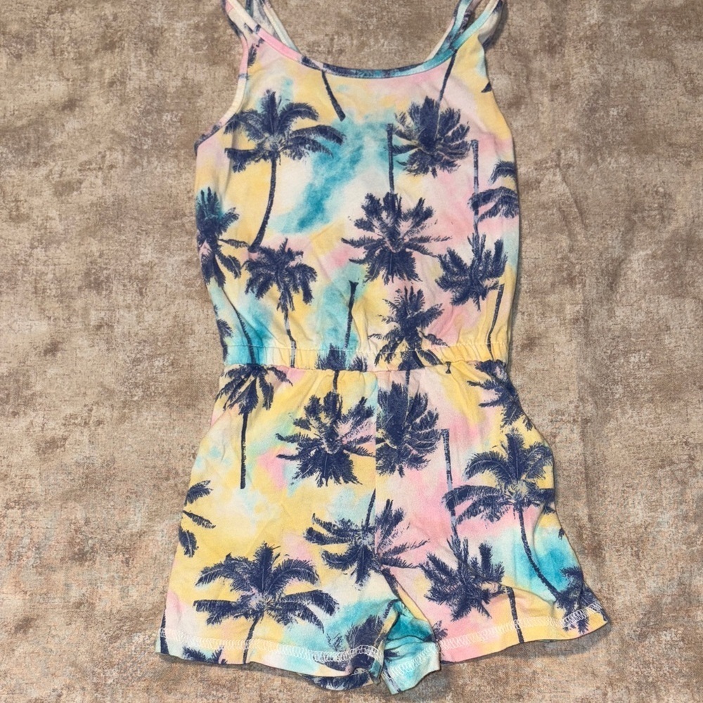 Old Navy Kids Romper with Palm Print in Blue and Yellow